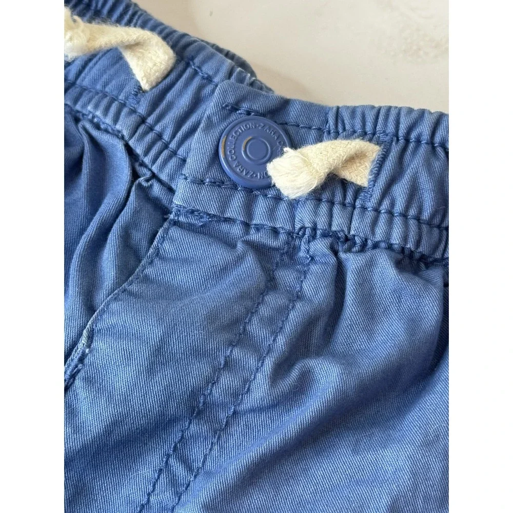 Zara Baby Boys Blue Shorts Size 3-6 Months Cotton Elastic Waist Summer‎ Outfit